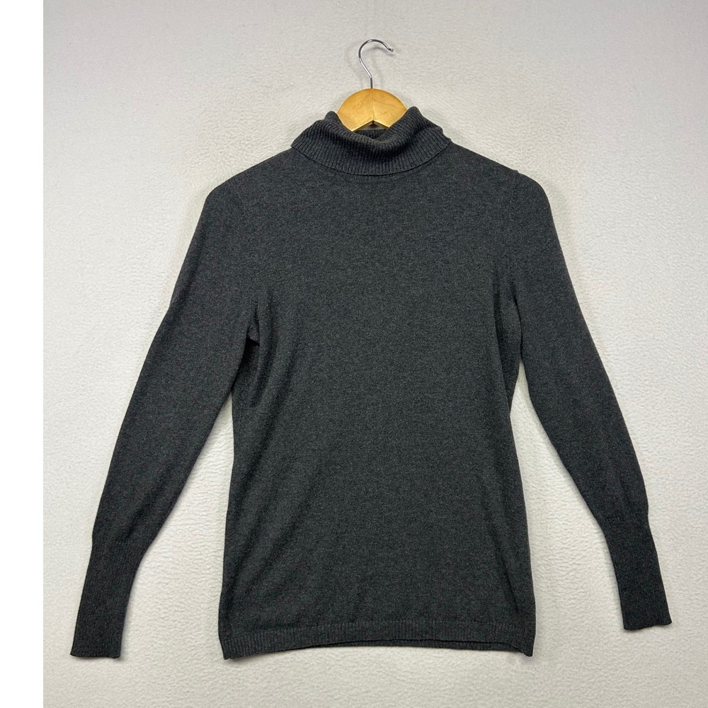Worthington Dark Academia Women Small Gray Turtleneck Pullover Sweater Minimaist